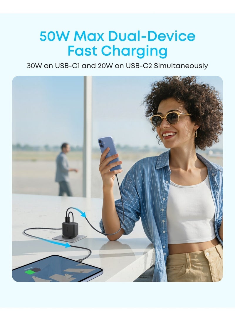 Anker Zolo USB C Charger Block, 4-Port Wall Adapter with 50W Max Output, 2 USB-C and 2 USB-A, Compact and Stable, For iPhone 17/16 Series, iPad, Galaxy, and More (White, Cable Not Included) - Image 2